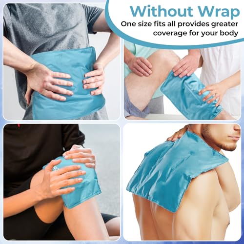 Ohuhu Ice Pack for Injuries Reusable 2 Pack 14"x11" Hot Cold Pack Wrap - color: Light Blue, size: 14"x11"(2 Pack)