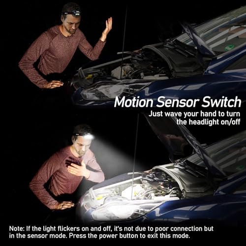 Blukar LED Headlamp Rechargeable, 2000L Super Bright Headlight Flashlight - color: Black