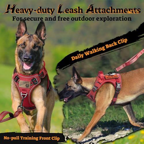 rabbitgoo Tactical Dog Harness for Small Dogs, No Pull Service Pet Vest - color: Red, size: S(Chest:16.1"-31.5",Neck:15.4"-21.6",Back:7.1")