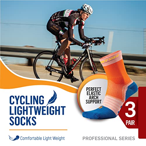 Thirty48 Cycling Socks with S.Café Fabric For Men and Women 3 Pairs - color: Grey/White [3 Pairs], size: Small