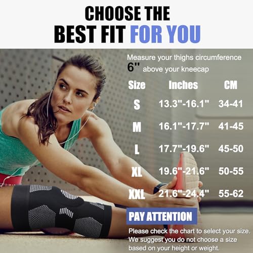 NEENCA Upgraded Thin Knee Brace for Women/Men, Compression Knee Support with Gel Pad & Spring Stabilizers. Knee Sleeve for Meniscus Tear, ACL, PCL, Arthritis, Joint Pain Relief, Runner, Workout, Sport - size: X-Large