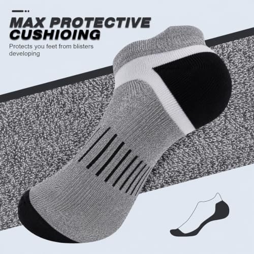 COOPLUS Mens Cushioned Ankle Running Socks Athletic Low Cut Moisture Wicking Cotton Short Sports Socks 7 Pairs - color: 7 Pairs Light Gray