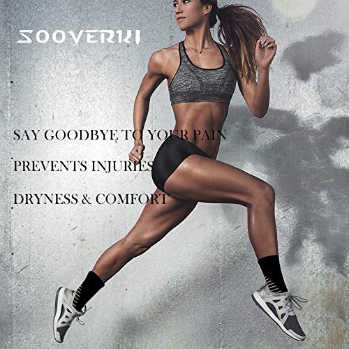 Sooverki Copper Compression Socks Women and Men 6 Pairs - Circulation Arch Support Plantar Fasciitis Running Ankle Socks - color: B1 - 6 Pairs - Black - Crew, size: Small-Medium