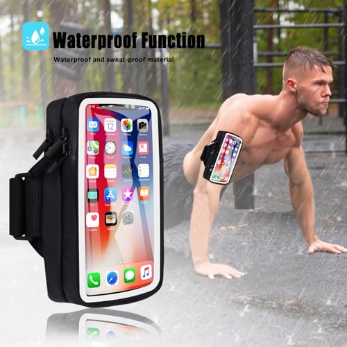 Phone Holder for Running Armband Cell Phone Holder iPhone 17 16 16e 15 14 13 12 11 Pro Max Xs Xr X Plus Mini Samsung Galaxy Ultra S26, Sports Arm Bands Sleeve Fit Workout Exercise Gym Hiking - color: 13-Black with Clear Window