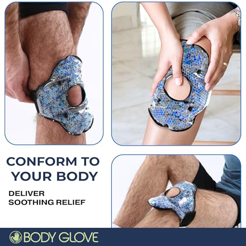 Body Glove Ice Packs for Injuries Reusable Knee Ice Pack Wrap, 2 in 1 Hot and Cold Pain Relief Microwavable Gel Beads Knee Wrap