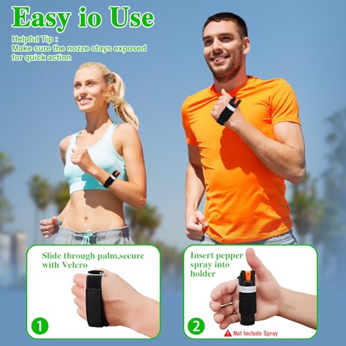 2PCS Mace Pepper Spray Holder Adjustable Reflective Defense Spray Wristband