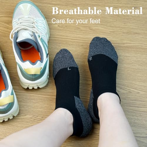Gonii Womens Compression Ankle Socks，Athletic Running Cushioned Support Low Cut Socks 5-6 Pairs - color: 2 Black+2 White+2 Grey, size: 6-8