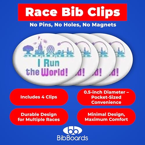 BibBoards bibSNAPS Race Bib Clips, I Run the World, 4 Pack - color: I Run The World