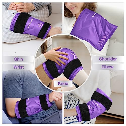 KingPavonini XXL Knee Ice Pack Wrap Around Entire Knee, 2 Packs, Purple - style: Purple