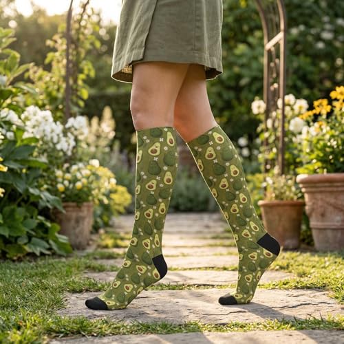 Compression Socks Knee High Support Stockings Women Men - color: Cute Avocado