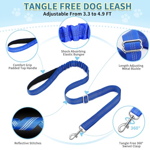 SlowTon No Pull Small Dog Harness and Leash Set with Front Clip - color: Dark Blue, size: XX-Small