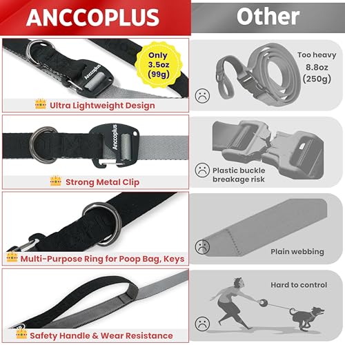 Hands Free Dog Leash, Ultra-Light Crossbody for Walking, Black Gray - color: Black Gray