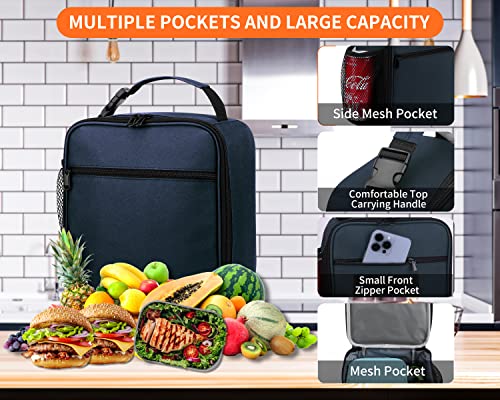ZM-YOUTOO Lunch Box for Men - Reusable Lunch Bag Men Adult Women- Insulated Small LunchBox - color: Navy Blue
