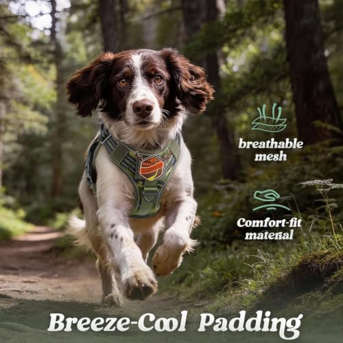 rabbitgoo Tactical Dog Harness for Small Dogs, No Pull Service Pet Vest - color: Green Camo, size: S(Chest:16.1"-31.5",Neck:15.4"-21.6",Back:7.1")