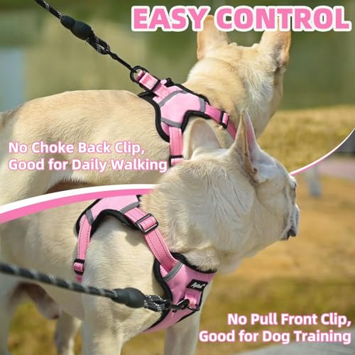 PUPTECK Dog Harness Small Sized Dog, Step in Adjustable Reflective Dog Vest Harness Escape Proof, No Pull Soft Padded Harness Easy Control, Pink, XS - color: Pink, size: XS (CHEST: 11.5"-16")