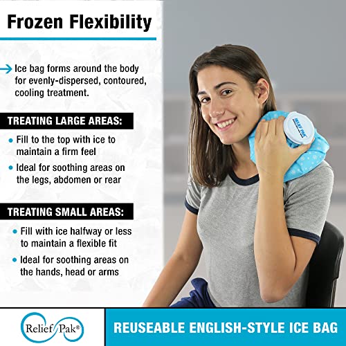 Relief Pak English-Style Ice Bag/Pack Cold Therapy to Reduce Swelling, Decrease Pain and Offer Cold Compression Relief from Bruises, Migraines, Aches, Swellings, Headaches and Fever, 9" Diameter - size: 6 Inch (Pack of 1)