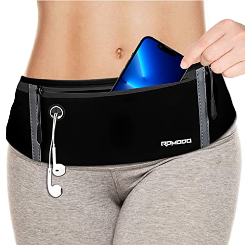 Running Belt Set, Fanny Pack for Women Men, Pure Black+Black Green