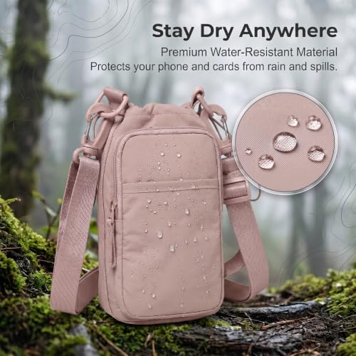 Water Bottle Holder with Strap, Crossbody Sling Bag for Walking Hiking - color: Pink