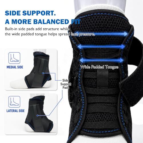 Ankle Brace, Figure 8 Lace Up Stabilizer with Side Support Pads - size: Large