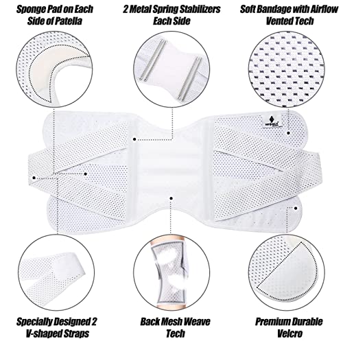 NEENCA Adjustable Knee Brace, Compression Knee Support with Air Mesh Fabric - color: White, size: Medium