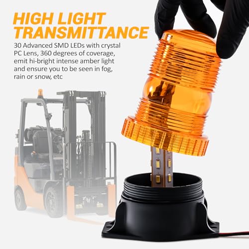 10-Pcs 30 LEDs Amber Forklift Beacon Strobe Light, Emergency Warning Safety Flashing Lights for DC 10-110V Construction Work Trucks, Mower, Tractor, Golf Carts, Bus, Snow Plow, Towing Vehicles - size: 10-PCS