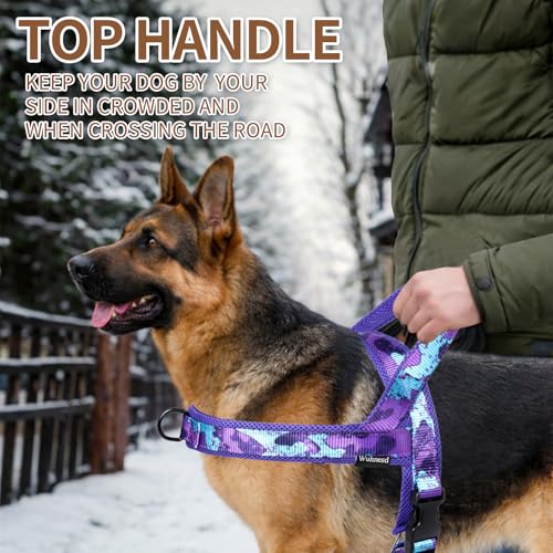 No Pull Dog Harness and Leash Set with Seatbelt Clip,Camo Purple,XL - color: No Reflective-Camo Purple, size: XL:Belly Chest-30.6''-39.2''
