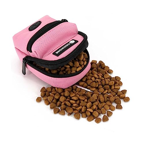 Dog Treat Pouch Dog Poop Bag Holder for Leashes, Pets Snack Container With Inner Small Bag, Puppy Supplies Perfect for Training and Walking - color: Pink 2