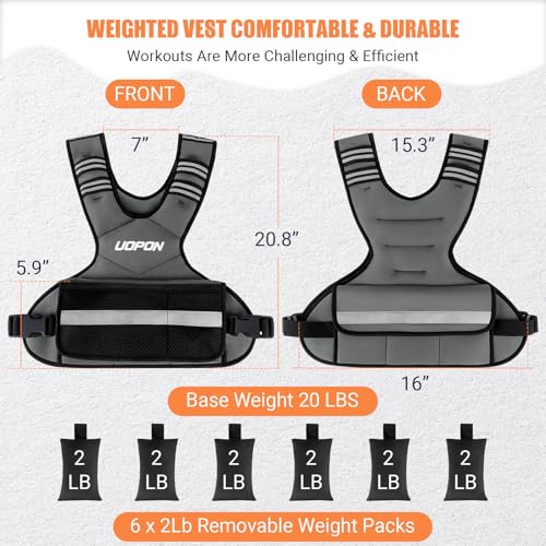 Adjustable Weighted Vest Women, 6-12 Lb Ruck Vest with 6 Ironsand weights - color: Gray, size: 20-32 Lbs