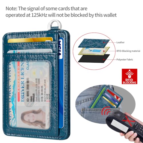 Slim Minimalist Front Pocket Wallet, RFID Blocking Credit Card Holder Wallet with Integrated D-Shackle for Men Women - color: Glossy Deep Cyan