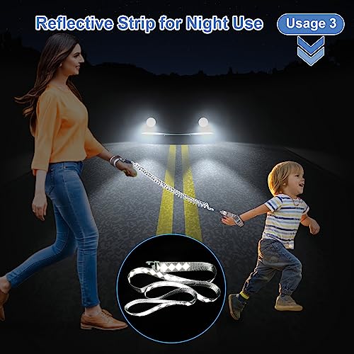 Toddler Harness Leash+ Anti Lost Wrist Link, Accmor Cute Dinosaur Kids Harness with Leash, Foldable Child Leash Baby Walking Wristband Assistant Strap Belt for Parent Boys Outdoor Activity - color: Blue/Tyrannosaurus Rex
