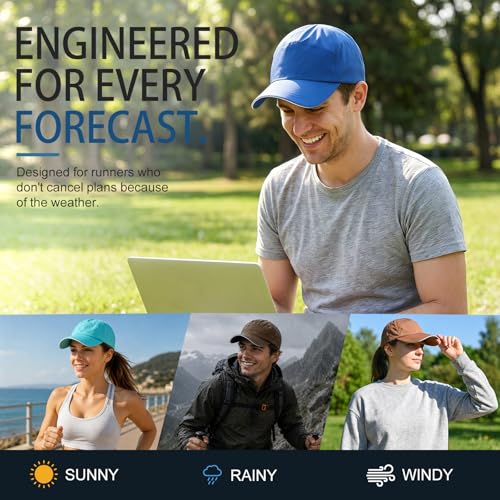 Waterproof Baseball Cap Running Hat Mens Womens Rain Hat Quick Dry Golf Hat with Sweatband Outdoor Breathable Sports Cap - color: Blue