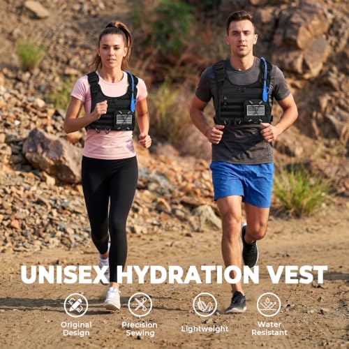 Hydration Vest with 2L Water Bladder for Men and Women,Lightweight Adjustable Hydration Backpack,Hiking Backpack with Water Bladder for Climbing Cycling Hiking - color: Black