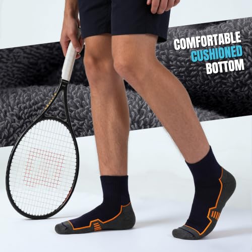 Men's Cushioned Ankle Socks, Athletic Running Gym Socks 6 Pairs - color: 6 Pairs Multicolor, size: 10-13