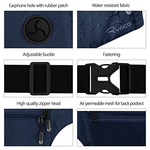 Ryaco Travel Money Belt, Slim RFID‑Blocking Hidden Waist Pouch - color: Dark Blue