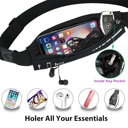AIKENDO Slim Running Belt for Women Men,Runners Fanny Pack Phone Holder - color: Black