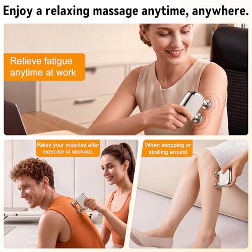 Double Head Mini Massage Gun,Portable Massage Gun Deep Tissue, Rechargeable, Compact Handheld Massager for Muscle Fatigue Relief, Home/Office/Travel,Gifts for Men Women, Silver - color: Silver