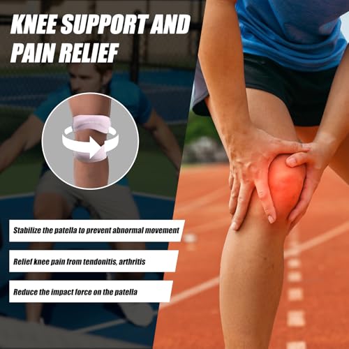 NuCamper Patellar Tendon Support Strap, Adjustable Patella Band Knee Brace for Men & Women Relief Knee Pain, Patella Stabilizer Knee Straps for Running, Basketball, Tendonitis, Jumpers Knees Pink - color: Pink