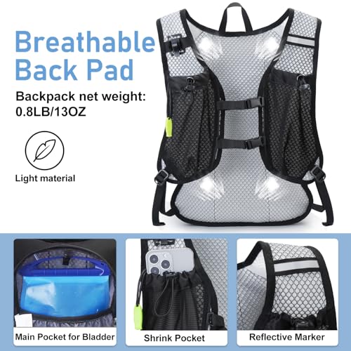 Lightweight Hydration Backpack, Running Backpack with 2L Water Bladder - color: Black