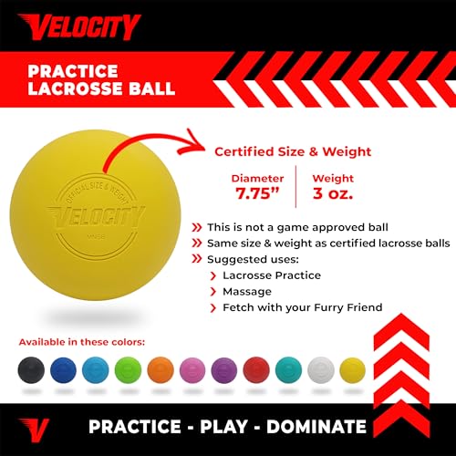 Velocity Lacrosse Balls - 1, 2, 3, 6, 12, 18, 24, 36, 60 and 120 Packs - for Practice, Official NFHS and College Approved Size - color: Yellow, size: 2 Balls, style: Practice Ball