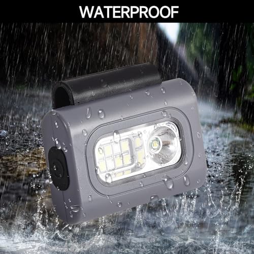 RAHAN Rechargeable Running Light, 2Pack Waterproof LED Clip-On Light for Runners with 6 Lighting Modes, Reflective Running Gear for Hiking, Running, Biking, Walking Dog, Car Repair, Emergency (Grey) - color: Grey-2