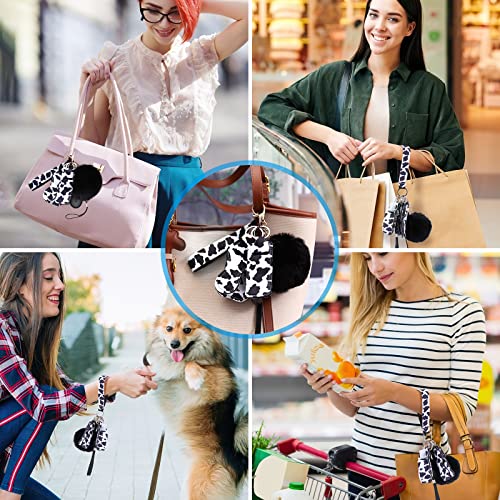 AMIR Safety Keychain Set for Women and Kids, 10 Pcs Safety Keychain Accessories with Sound Personal Alarm, Whistle and Pom - color: Cow