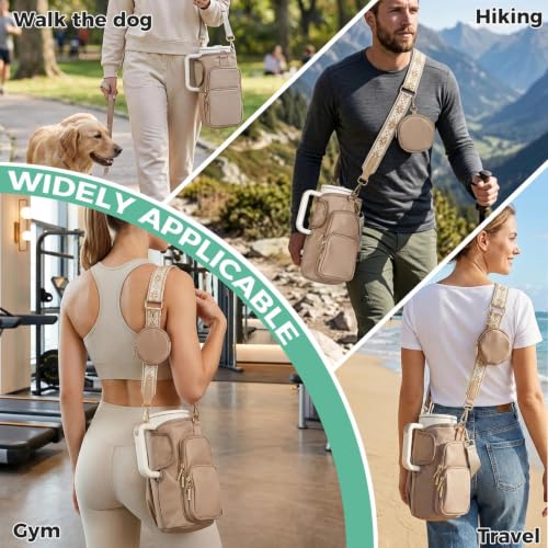 Water Bottle Carrier with Strap, Water Bottle Holder for Daily Use - color: Coffee