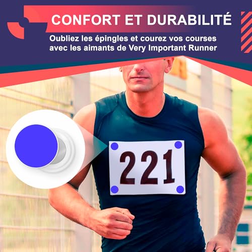 4 Race Bib Magnets for Runners, Race Bib Clips, No Pins, Blue - color: Blue