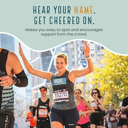NYC Race Bib Kit - GET PERSONALIZED CHEERS - Race Bib with Alphabet Decals & Safety Pins – Add-Your-Name Running Accessory for Marathons Races
