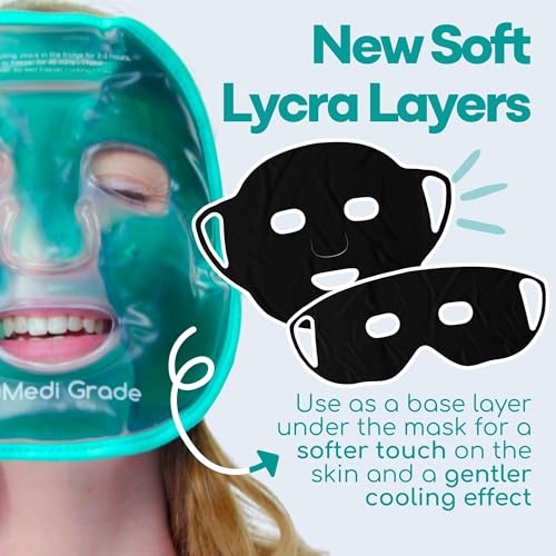 Medi Grade Face Ice Pack and Cooling Eye Mask Set, ChillGel Gel Mask, Green - color: Green