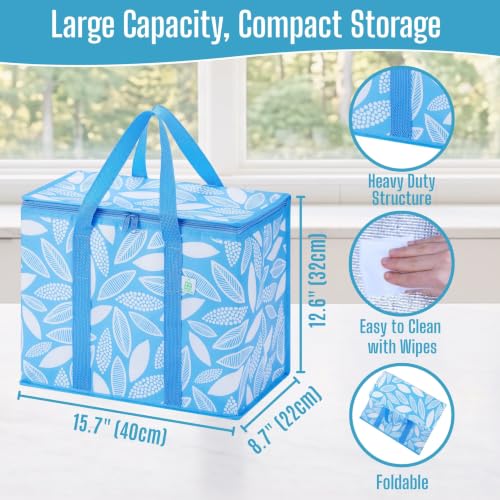 VENO 2 Pack Cooler Bag Insulated Grocery Bags for Food Delivery Heavy Duty - color: Spring Breeze, size: 2 Pack