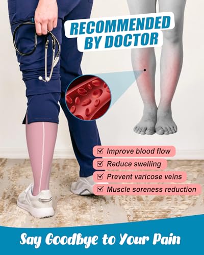 6 Pairs Compression Socks for Women & Men 15-20mmHg Knee High Socks - color: 101 - Black/Dark Grey/Pink/Yellow/Blue/White, size: Small-Medium