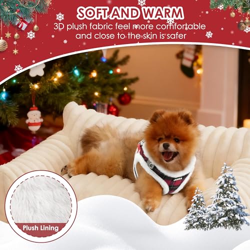 AIITLE Christmas Warm Small Dog Harness and Leash Set, Puppy Vest, Red XS - color: Red, size: XS