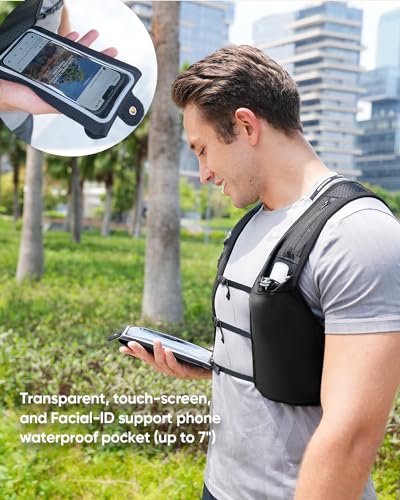 Running Vest for Women Men, USA Original Patent, Adjustable Chest Straps Running Hydration Vest with Dual 500ml Soft Flask, Breathable Reflective Hydration Backpack for Hiking