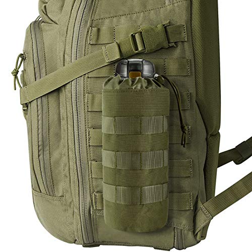 FRTKK Tactical MOLLE Water Bottle Pouch with Drawstring Open Top & Mesh Bottom, Military Water Bottle Holder Bag Sports Travel Hydration Carrier - color: Army green